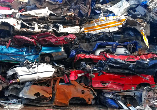 Wall of scrap cars