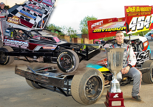 Our stock car racing winner with trophy
